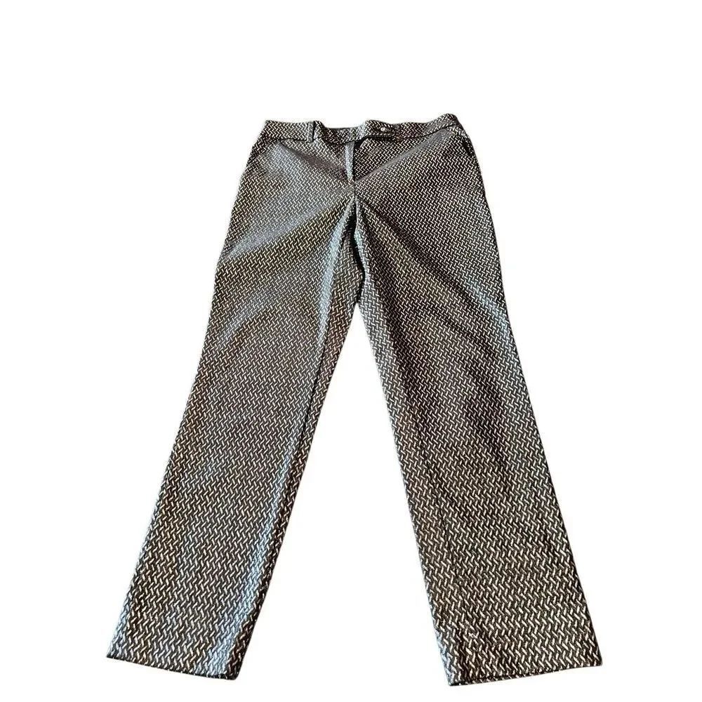 White House Black Market Women's Metallic Jacquard Slim Ankle Pants Black Size 6